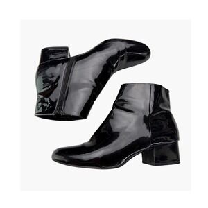 Aldo Black Patent  Ankle Boots Block‎ Heel Side Zipper Matrixcore Witchy Goth 10